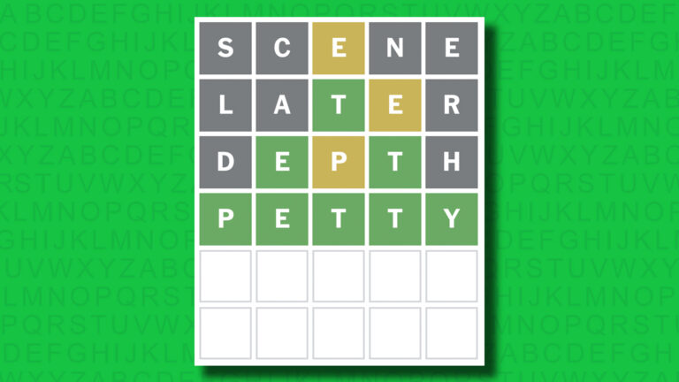 NYT Wordle answer for game 1458 on a green background