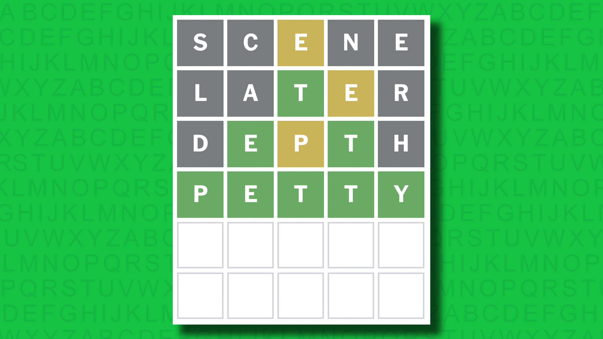 NYT Wordle answer for game 1458 on a green background