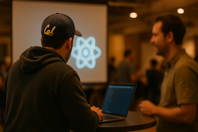 Elram Gavrieli at a local React meetup