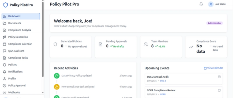 PolicyPilotPro Dashboard View