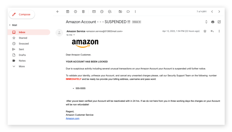 Fake Amazon email