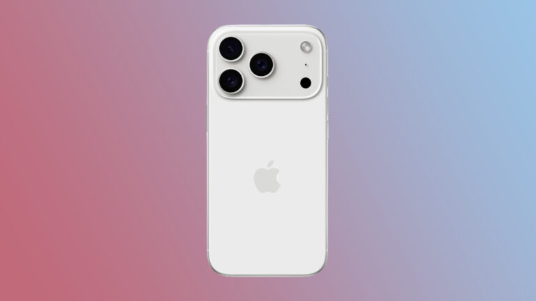 A mock-up iPhone 17 Pro featuring a lowered Apple logo