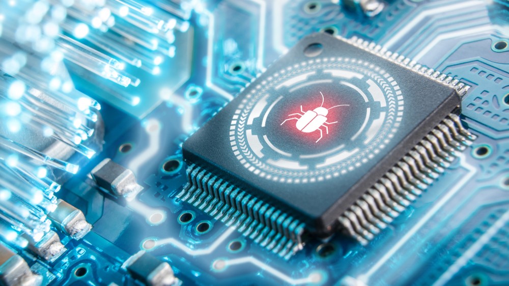 An image of a CPU with a bug image superimposed on it