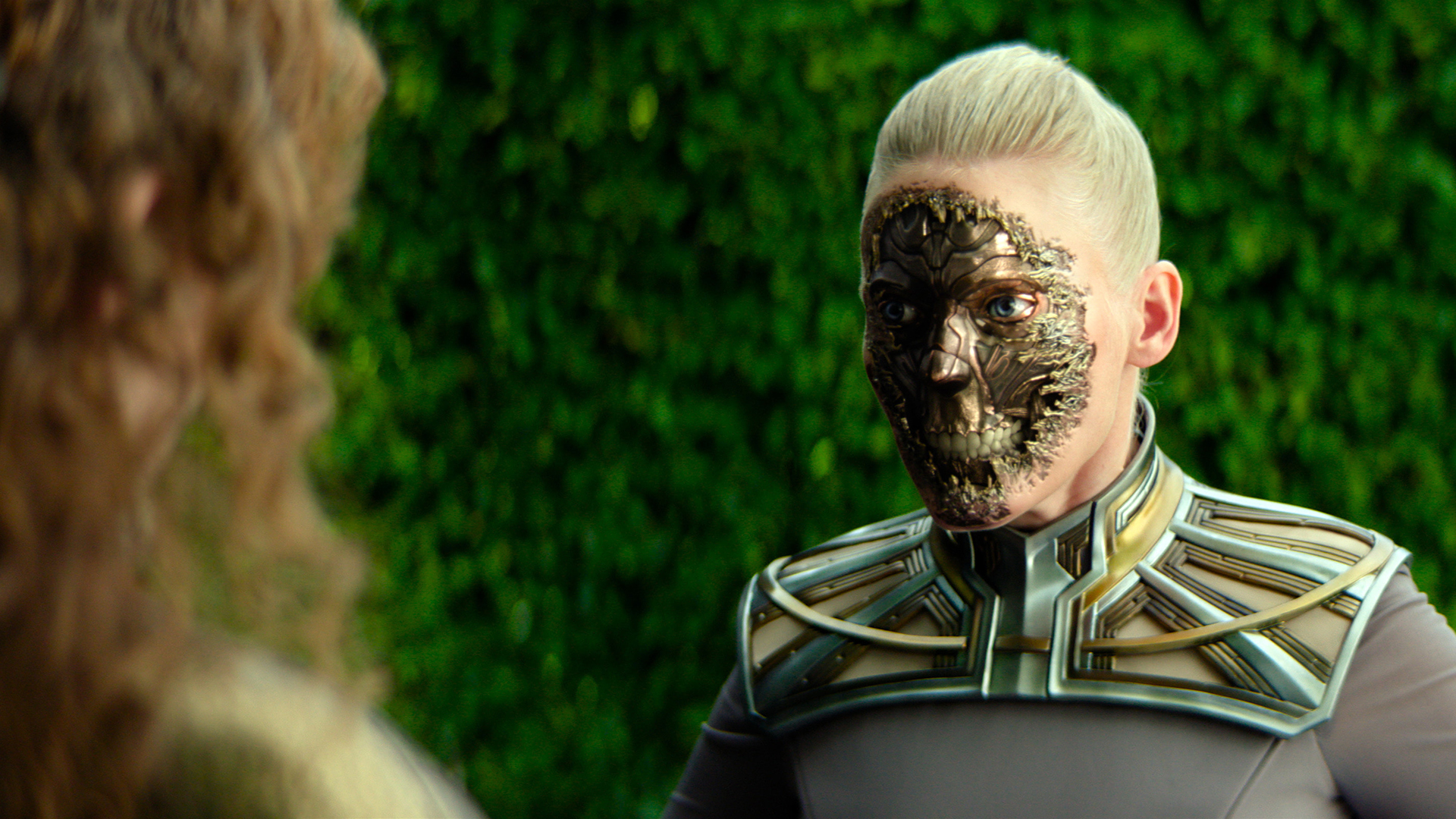 Demerzel showing her true robot form to Zephyr Vorellis in Foundation season 3 episode 4