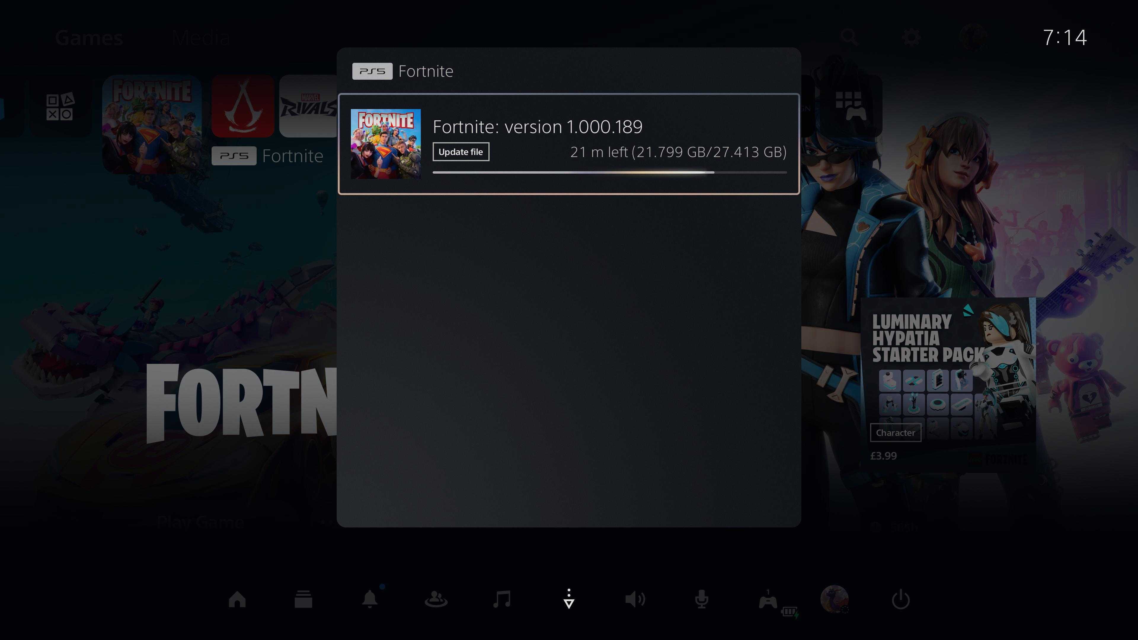 Fortnite update file download on PS5