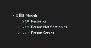 Shows from VS2022 Solution Explorer the the person files