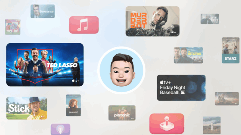 Apple TV Display profile showing app and TV show library