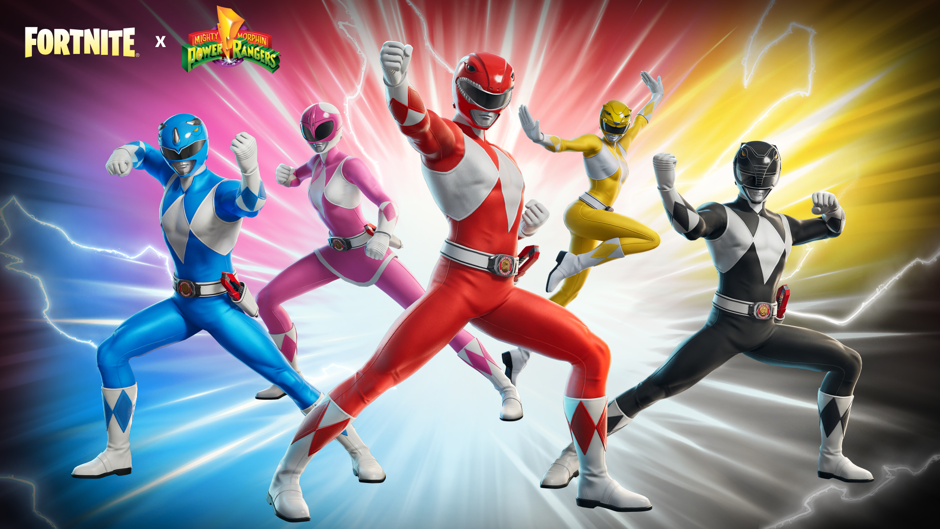The Power Rangers pose side by side
