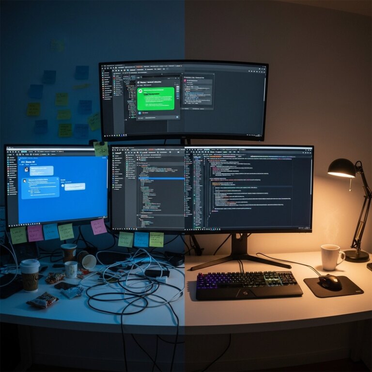 Ai Generated Image of a Desktop with contrasting warm and cool colors