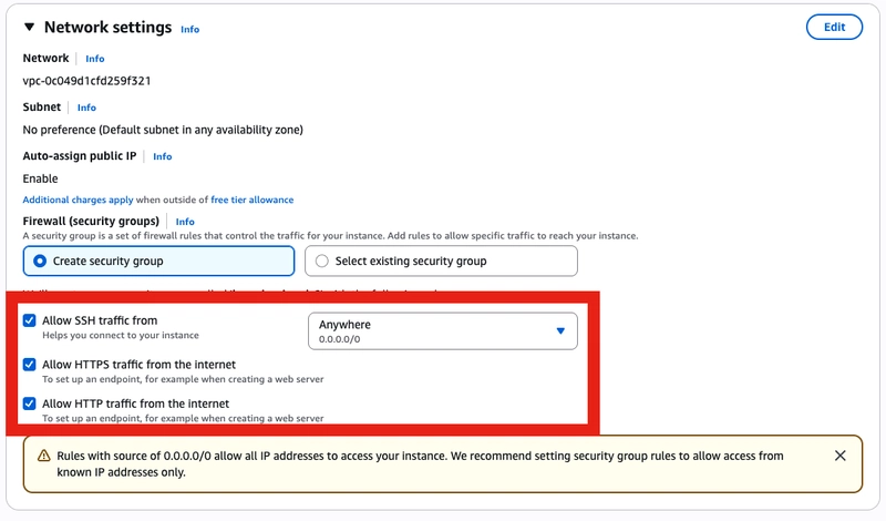Allow http / https / ssh