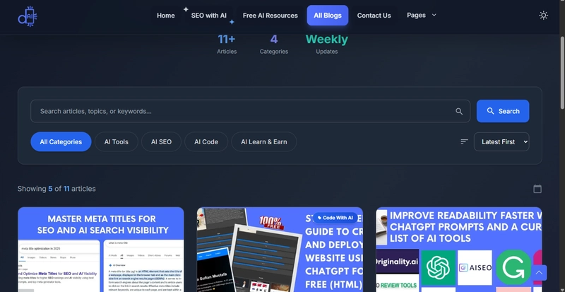 blogs section of doitwithai.tools