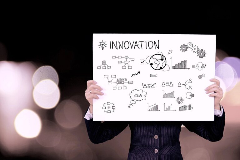 Image of a white cardboard with innovation written on it