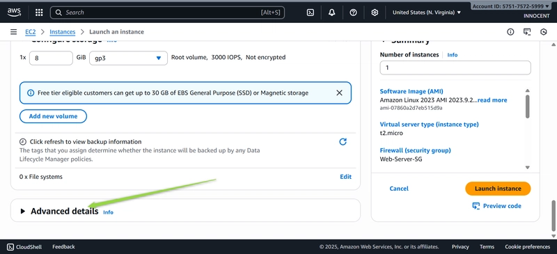 Image on Advance detail page clicked by green arrow