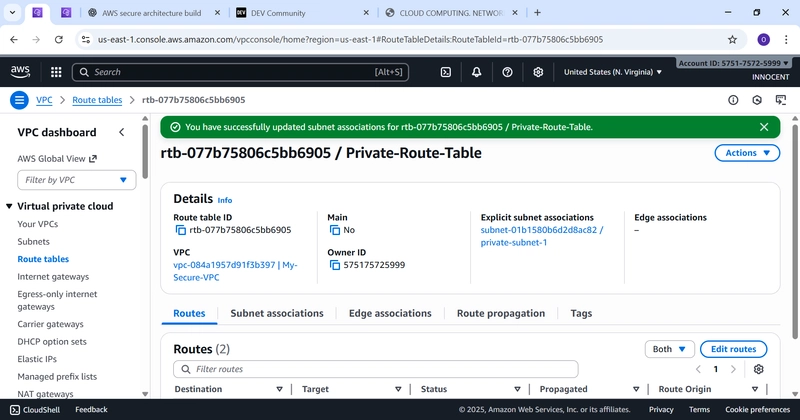 Successfully Updated private Subnet association for Private-Route-Table