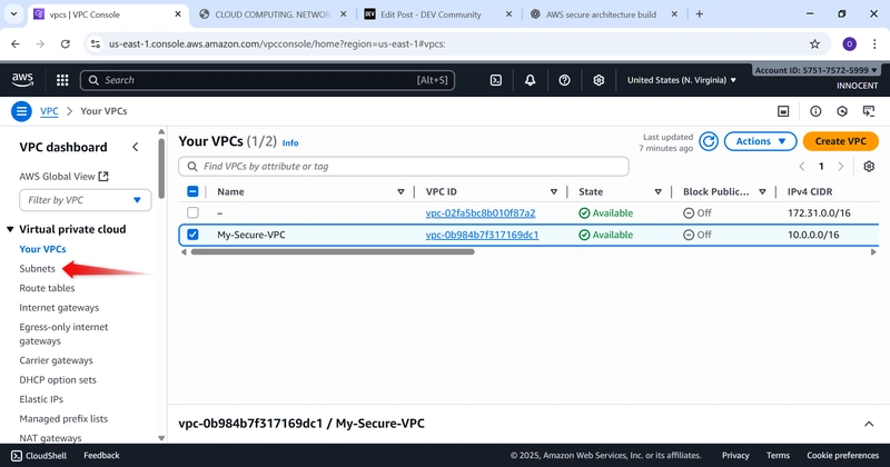 Image Red Arrow indicate go to Subnet