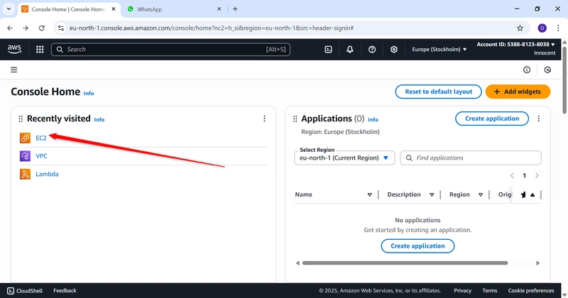 Image Goto EC2-Instance, at AWS Console