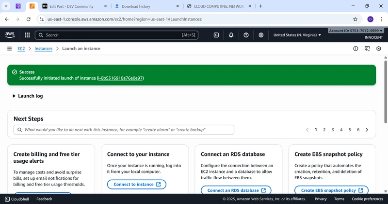 DB-Server EC2 instance Successfully created