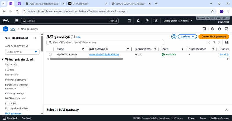 NAT gateway running