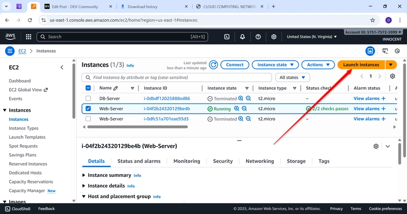 Image showing an EC2 instance launch(in the Private Subnet