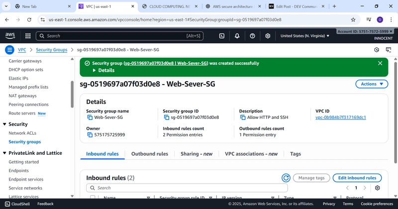 Security group Successfully creted