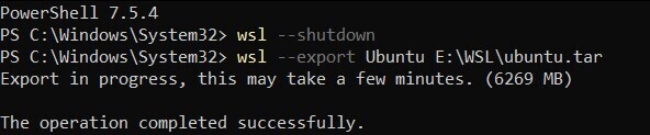 Ubuntu Export