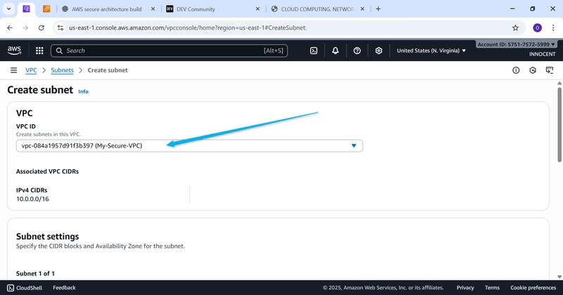 Image VPC-ID, Green arrow select My-Secure-VPC