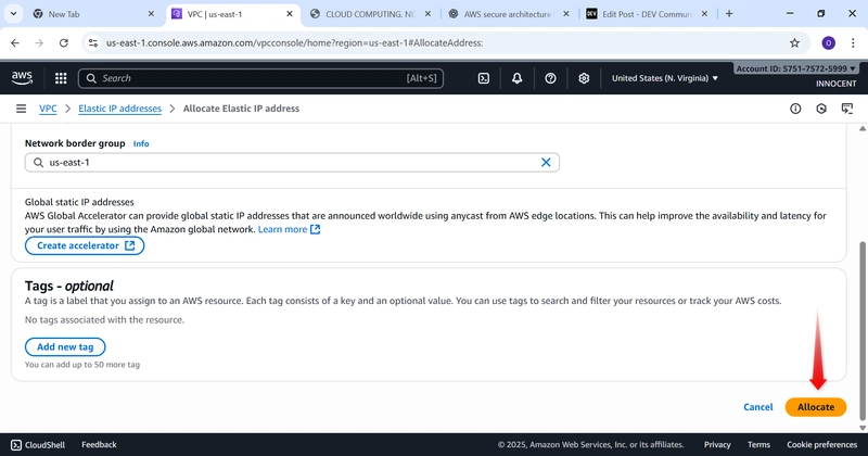 Red arrow clicked on Allocate