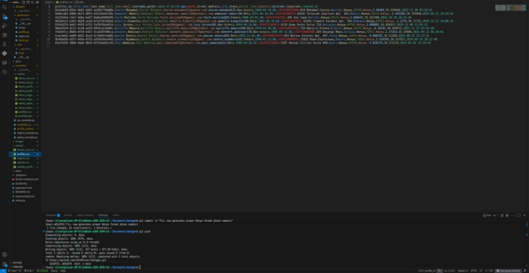 Profile Generation Output