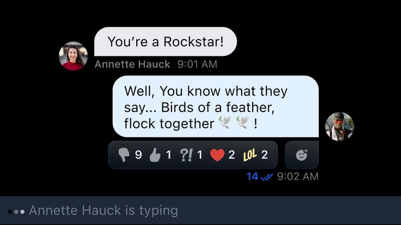 Reactions in in-app chat