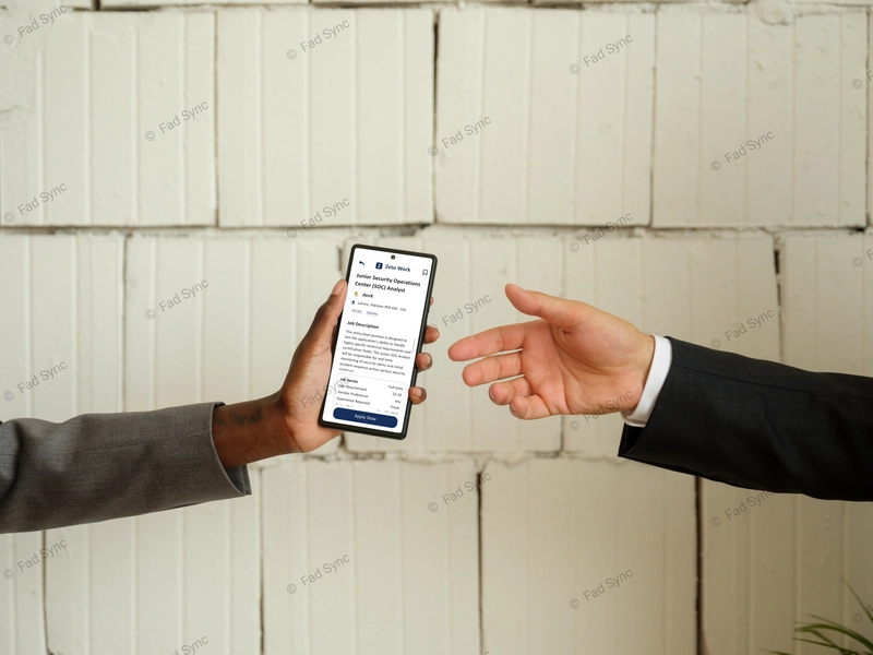 Fad Sync mobile app welcome screen mockup with clean branding, Flutter UI/UX design, and professional visual identity
