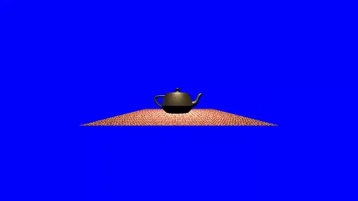 Tumbling around a teapot with a debug cubemap background
