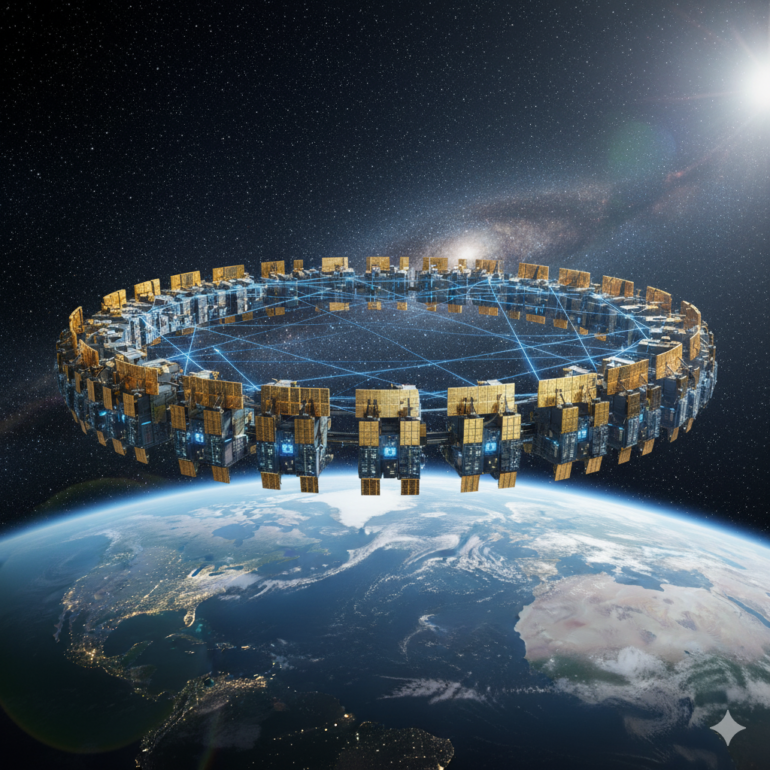 AI-generated image of a space station.