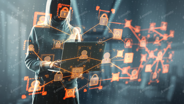 An unknown person hacking a system.