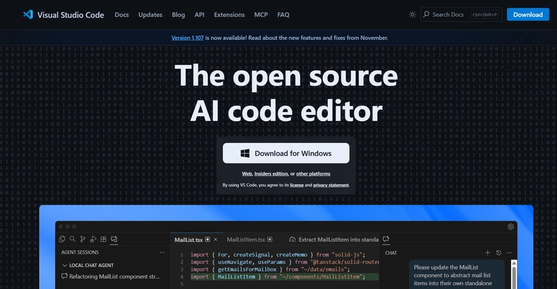 Visual Studio Code interface showing code editing and file explorer sidebar
