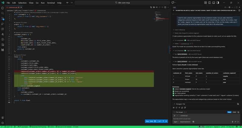 dbt-core-mcp in action
